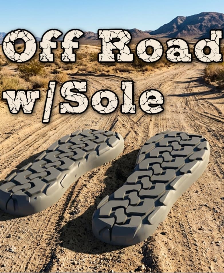 D7 Tread Sole Samples - D7Tread
Off Road Tread - Rock Crawlers
Why stay on the beaten path when your shoes don’t have to? Off Road Soles provide rugged grip for dirt, rocks, mud, and wherever the trail disappears. - 3d model