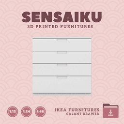 Miniature GALANT Drawer Unit on Casters for Miniature Dollhouse - IKEA (1:12,24,48) - 3D Print Insta 3d model