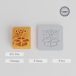 Confetti Box Stamp Tile, 5 Size Set for Clay, Cookies & Fondant, Party & Celebration Decor, 20-40mm Motif PRODUCT_4636 3d model