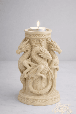 Dragon Tealight Candle Holder STL – Gothic Fantasy Dragon Decor for 3D Printing 3d model