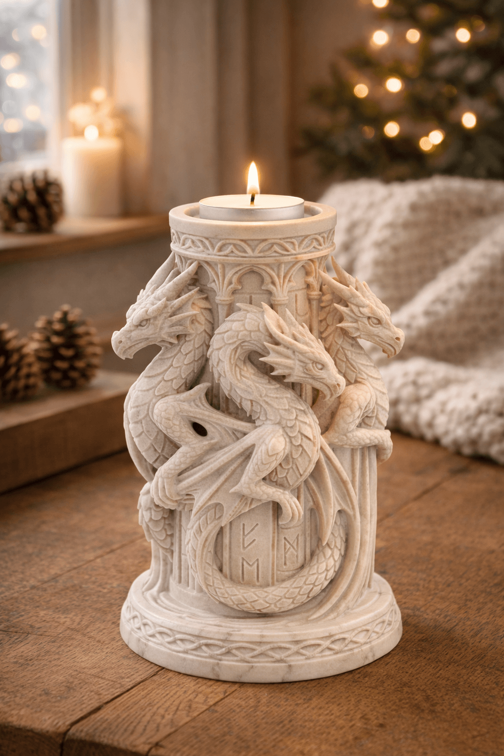 Dragon Tealight Candle Holder STL – Gothic Fantasy Dragon Decor for 3D Printing 3d model