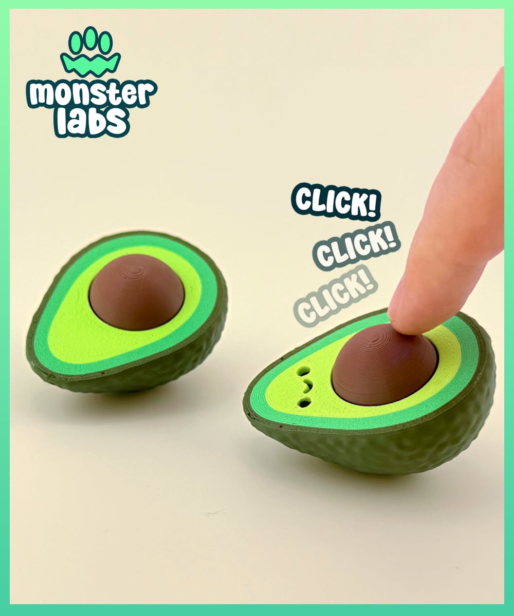 Avocado Fidget Clicker Keychain 3d model