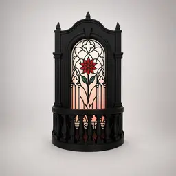 Gothic Balcony Book Nook with Stained Glass Window – Bookshelf Insert, Miniature Gothic Shelf Decor 3d model