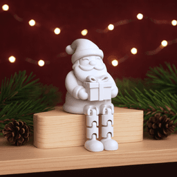 Flexi Santa Claus with Gift | Sitting Christmas Articulated Figure | Holiday Gift Decor 3d model