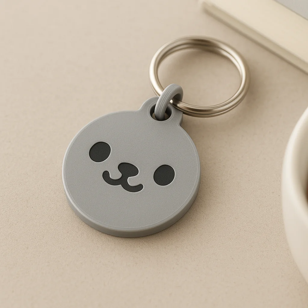 Cute 3D Printed Bear Face Keychain 3d model