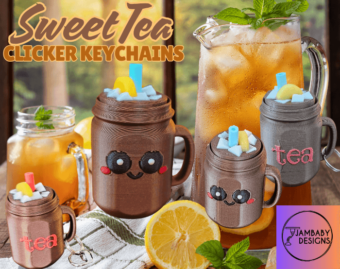 Sweet Tea Mason Jar Clicker Fidget and Keychain 3d model