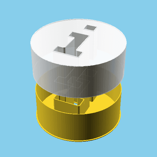 Disc with a 'i' letter, nestable box (v1) 3d model