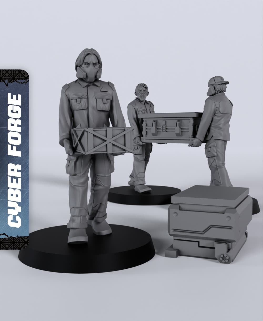 Warehouse Civilians - With Free Cyberpunk - Sci-Fi Gift Ideas for RPG and Wargamers 3d model