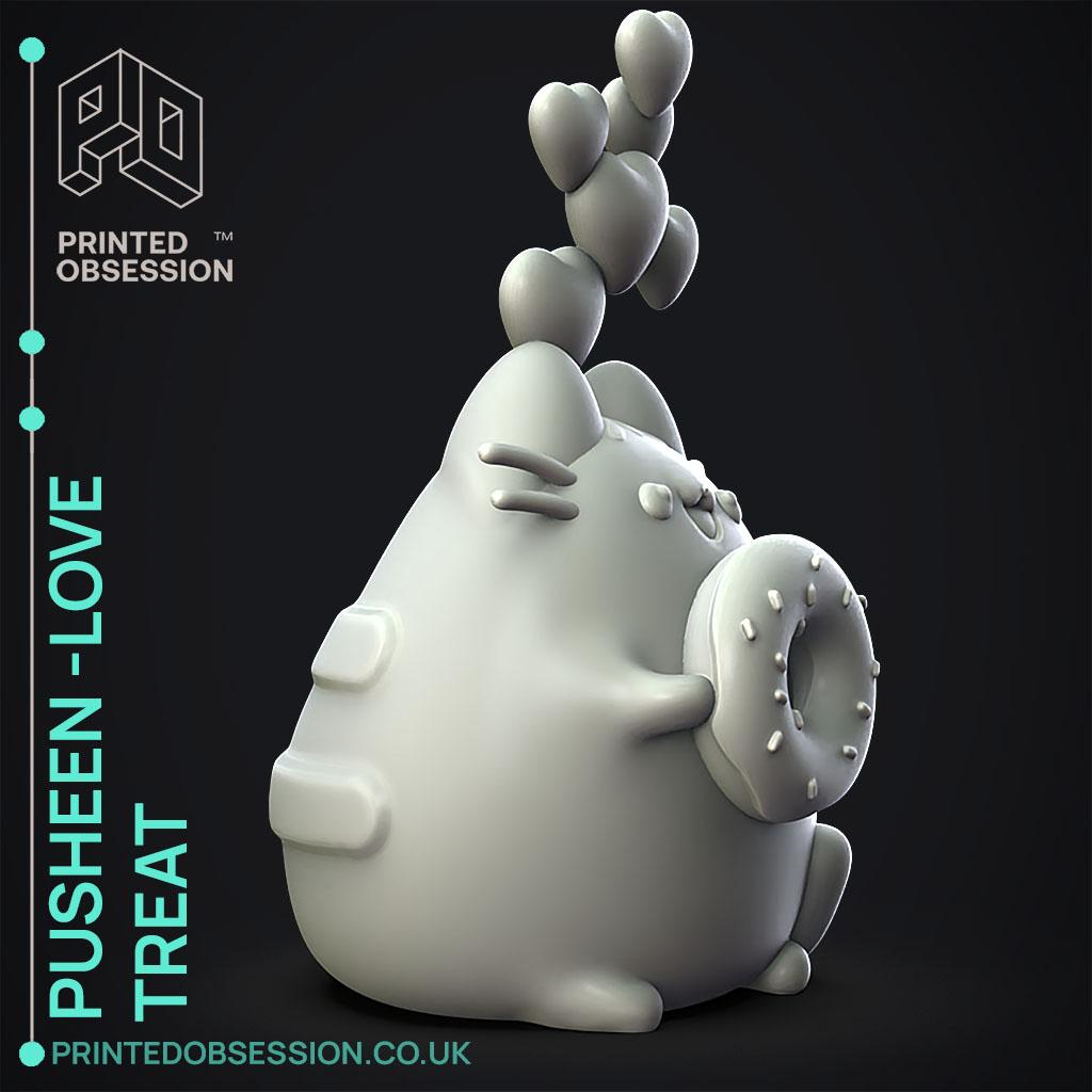 Pusheen - Hearts and doughnut - Fan Art 3d model