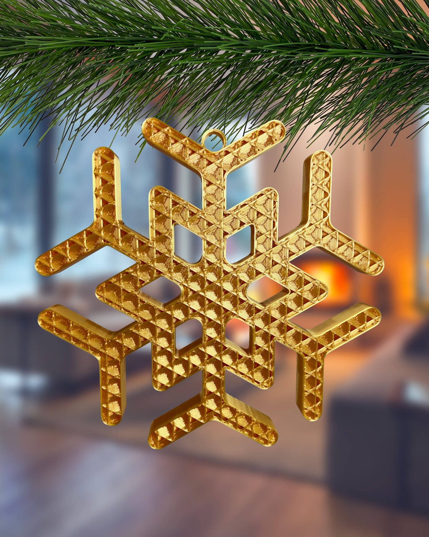 Snowflake Christmas Tree Ornament, Xmas Holidays Decorations 3d model