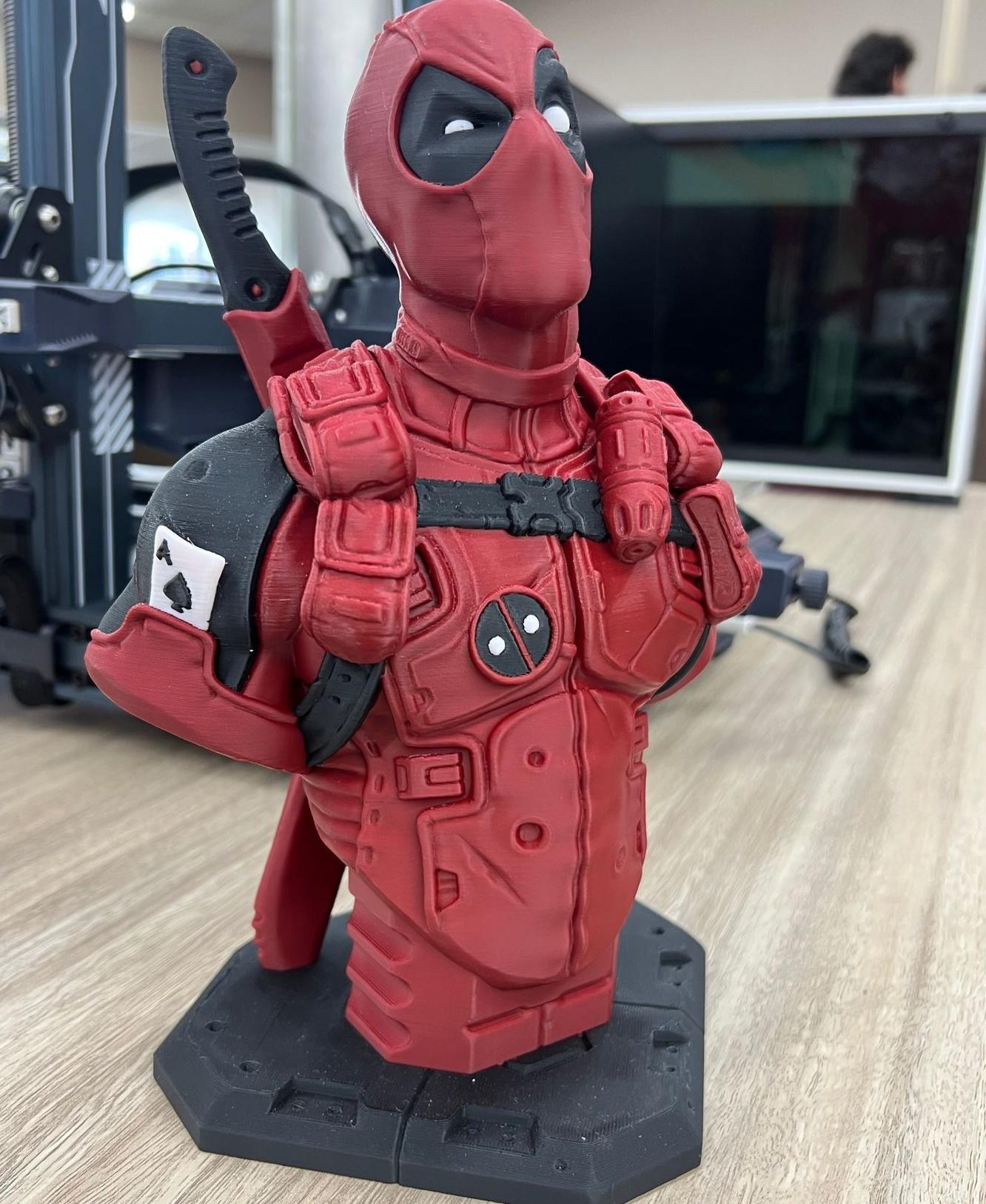 Deadpool bust (Remastered Supportless Edition) (fan art) - Full color print on the x1 carbon - 3d model