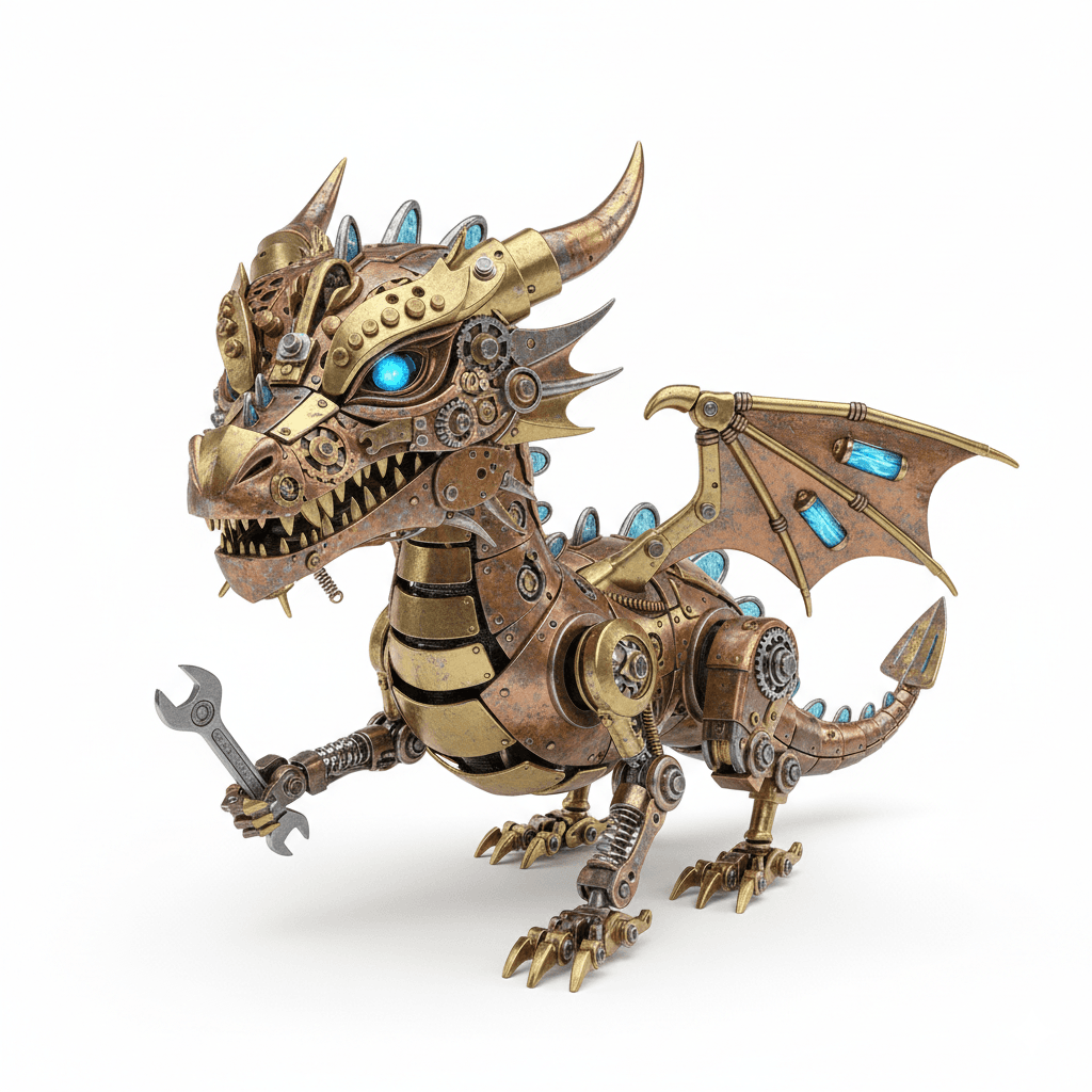 Cute Dragon : Tiny Mechanic Dragon Fantasy Creature 3d model