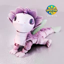Lilac Flower Dragon - Fantasy Creature - Articulated Flexi Dragon - No Supports 3D Print STL/3MF 3d model