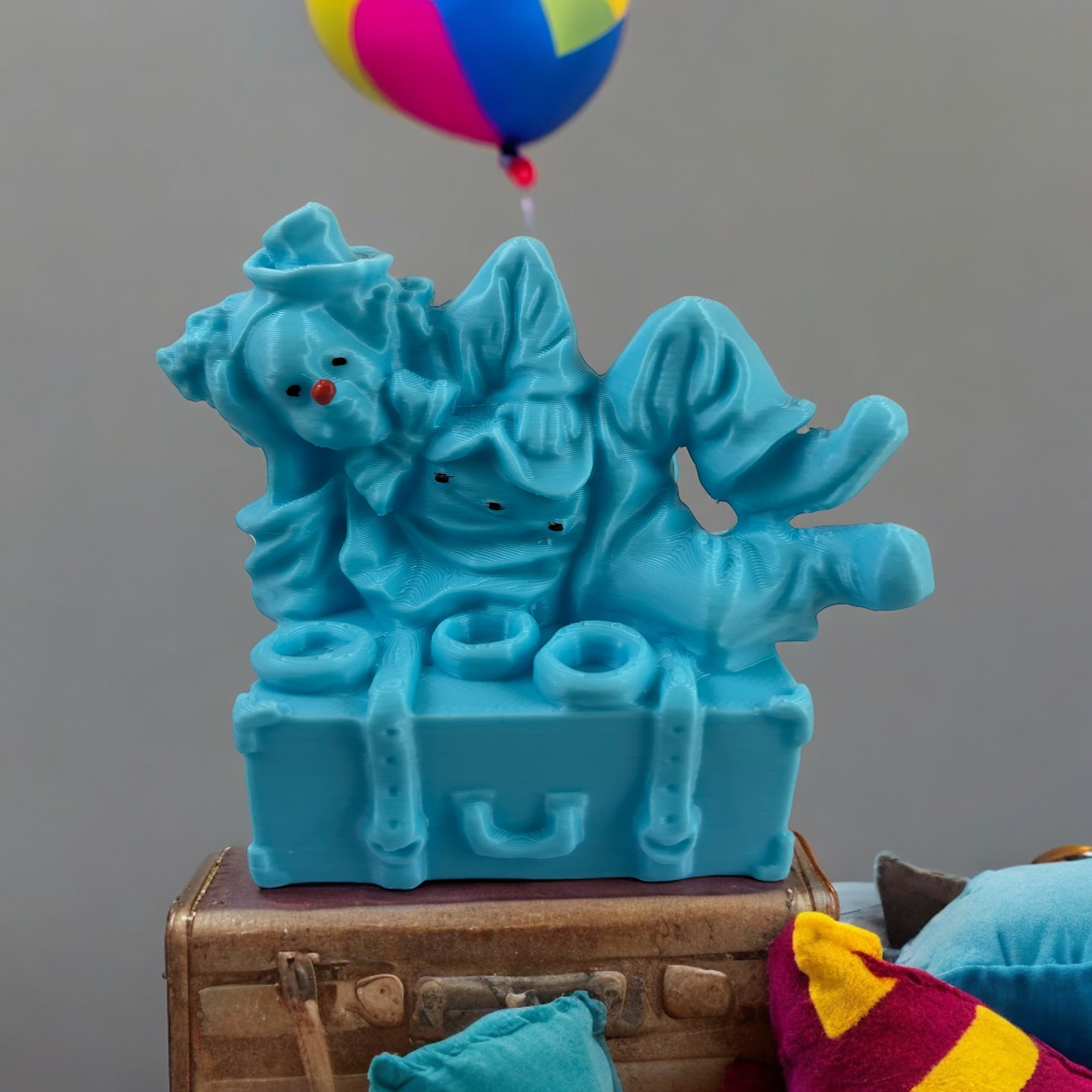 Clown lying on a suitcase 3d model
