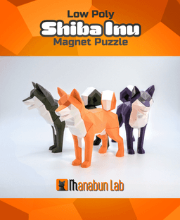 Low Poly Shiba Inu Magnet Puzzle (No supports, no AMS) 3d model