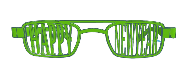 happy new year glasses print without supports  v3.stl 3d model
