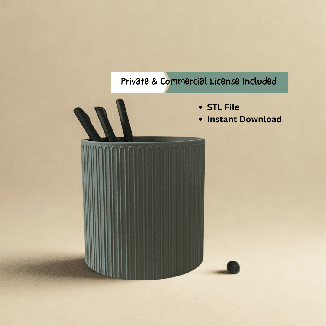 Pen Holder STL File β Personal & Commercial License β 3D Print Desk Organizer 3d model