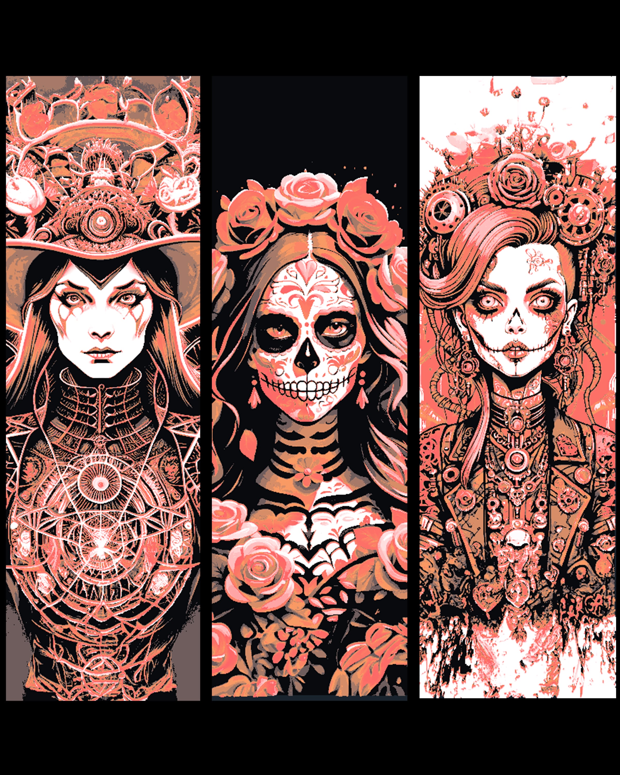 The Masks and Faces of Halloween and the Season - Set of Bookmarks 3d model