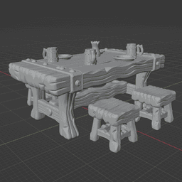 FREE PROPS Table Fantasy Miniatures 32mm STL for TTRPG 3d model