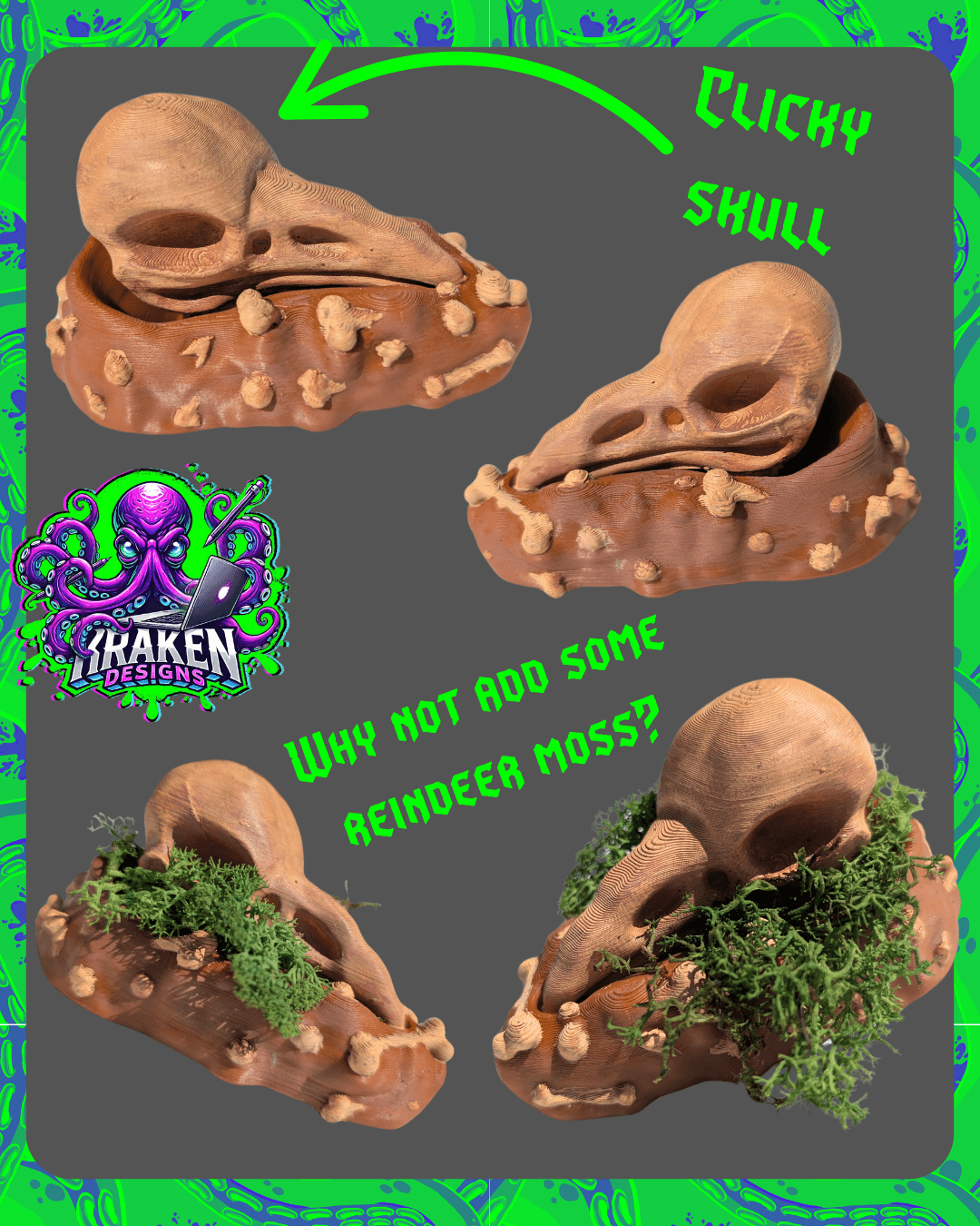 Clicky Raven Skull – Gothic Fidget Totem 3d model