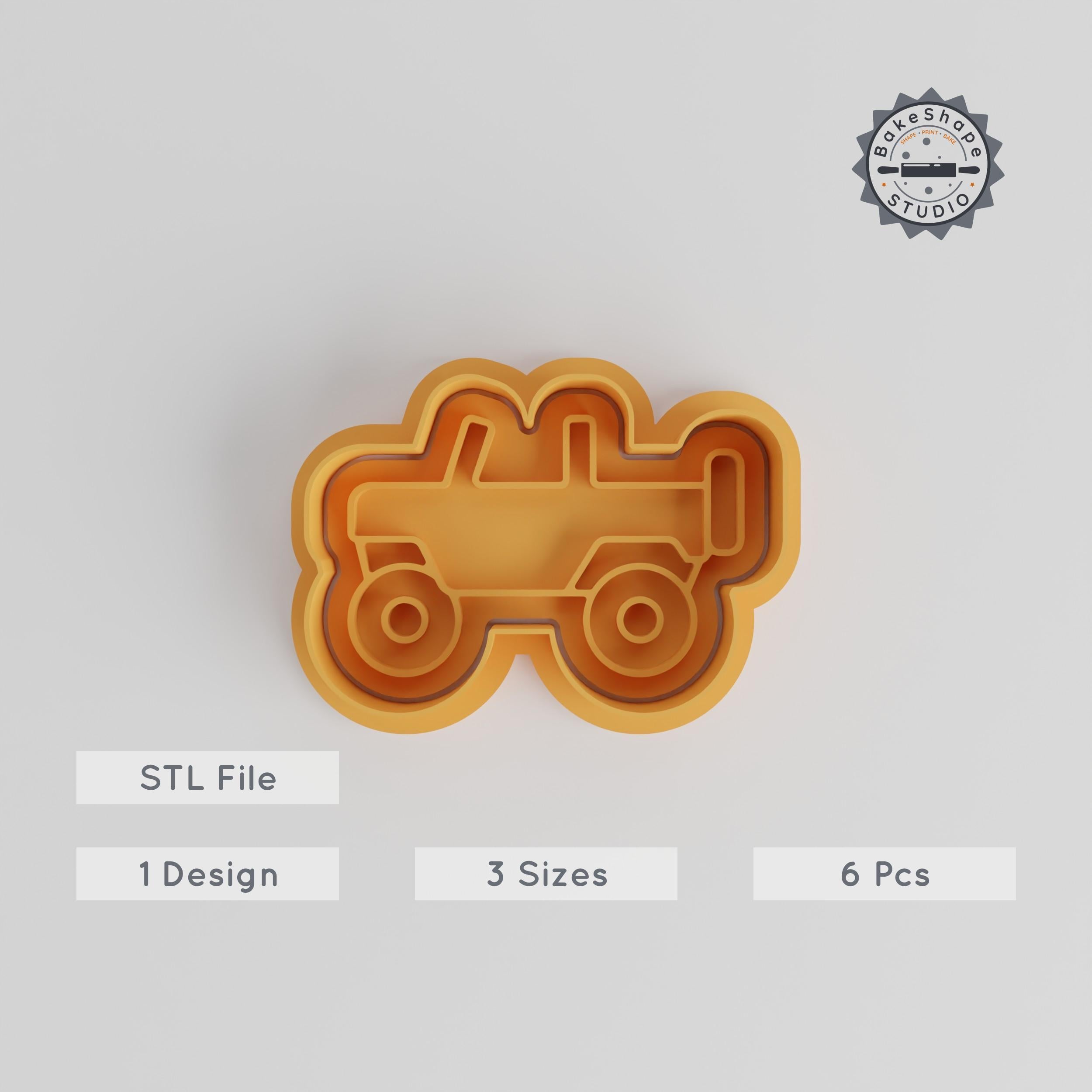 Open Top Jeep Shape Cutter & Stamp Set, Convertible Vehicle Cookie & Fondant Decor, 3 Sizes, 6 Pieces PRODUCT_3251 3d model