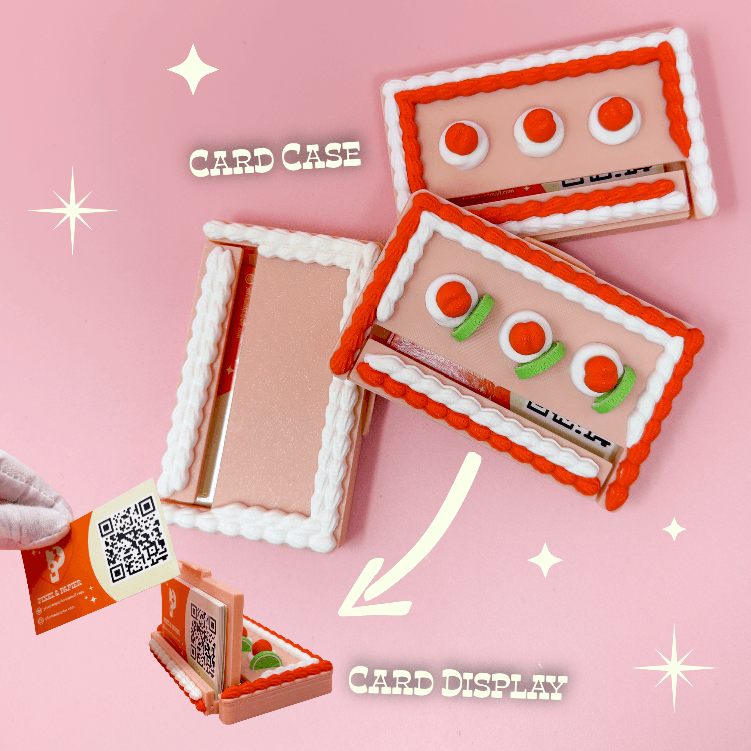 Retro Kitsch Sheet Cake Business Card Holder - Kitschy Vintage Cake Accessory Cute Whimsical 3d model