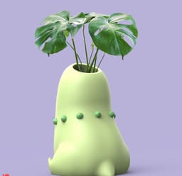 Chikorita Planter (Easy Print No Supports) 3d model