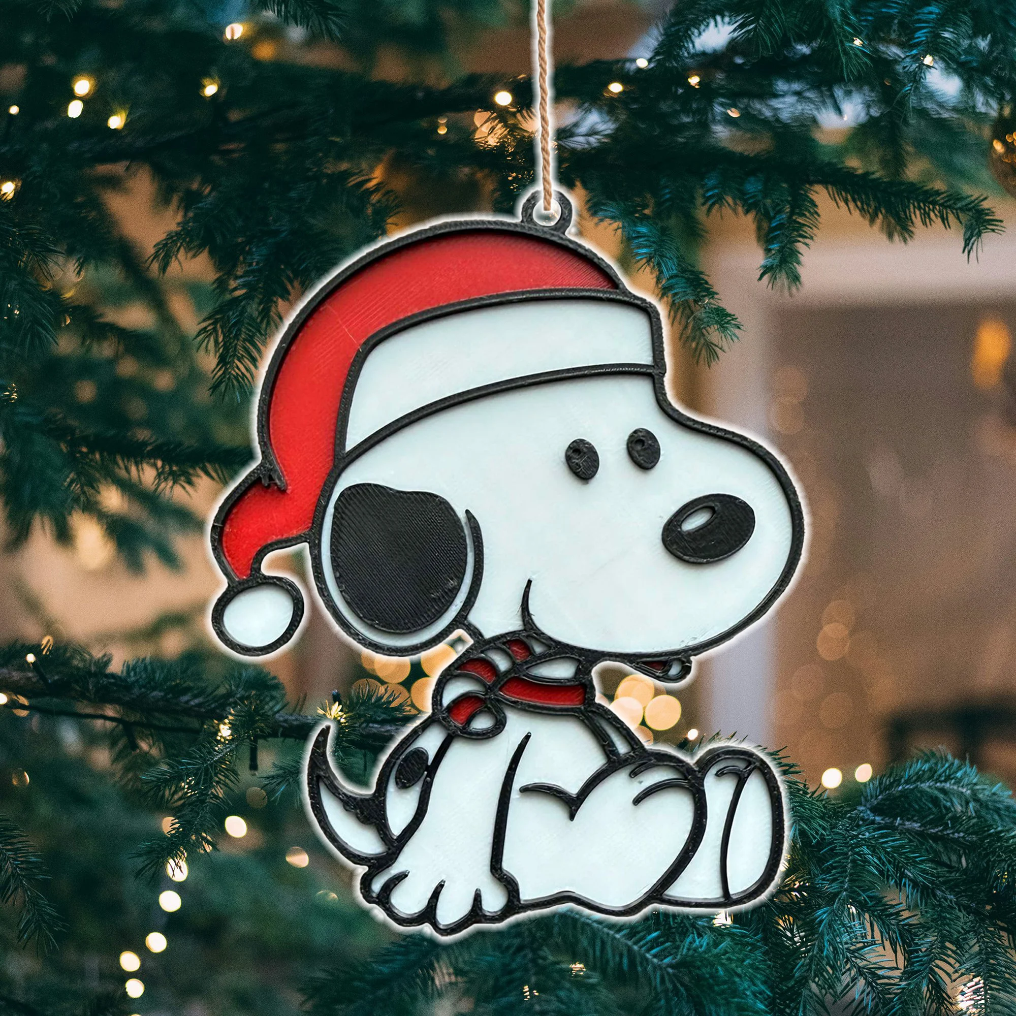 Christmas Snoopy with Santa Hat Tree Ornament 3d model