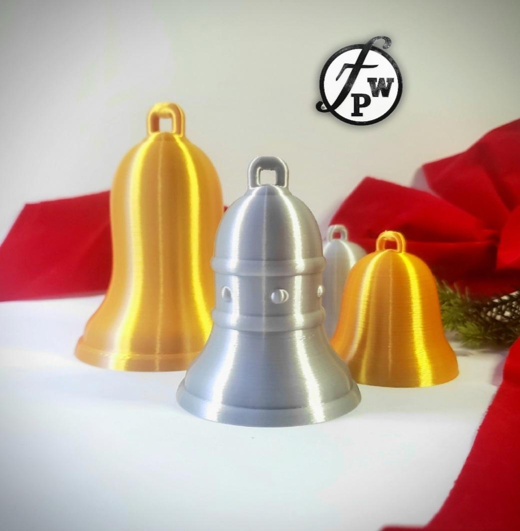 Print-In-Place Holiday Bell Trio w/ Articulated Clapper - 3x Hanging Christmas Tree Ornament 3d model