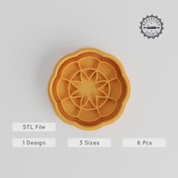 Mandala Shape Cutter & Stamp Set, Cookie & Fondant, Geometric Design, Intricate Pattern, 6 Piece Bundle, S/M/L Sizes for Baking & Crafting PRODUCT_5172 3d model