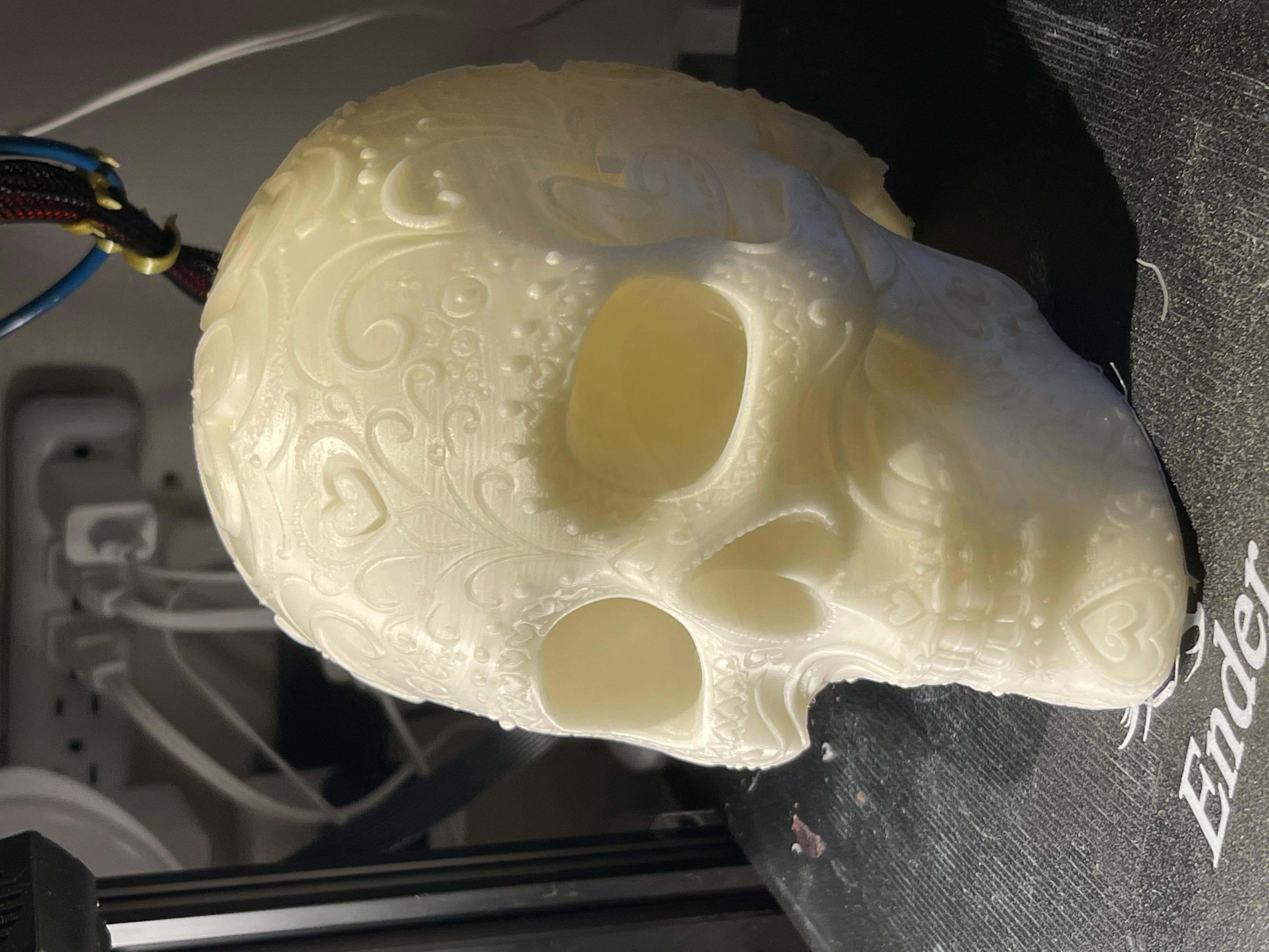 Valentine Sugar Skull - Overture PLA glow in the dark. Printed at 50% speed. - 3d model
