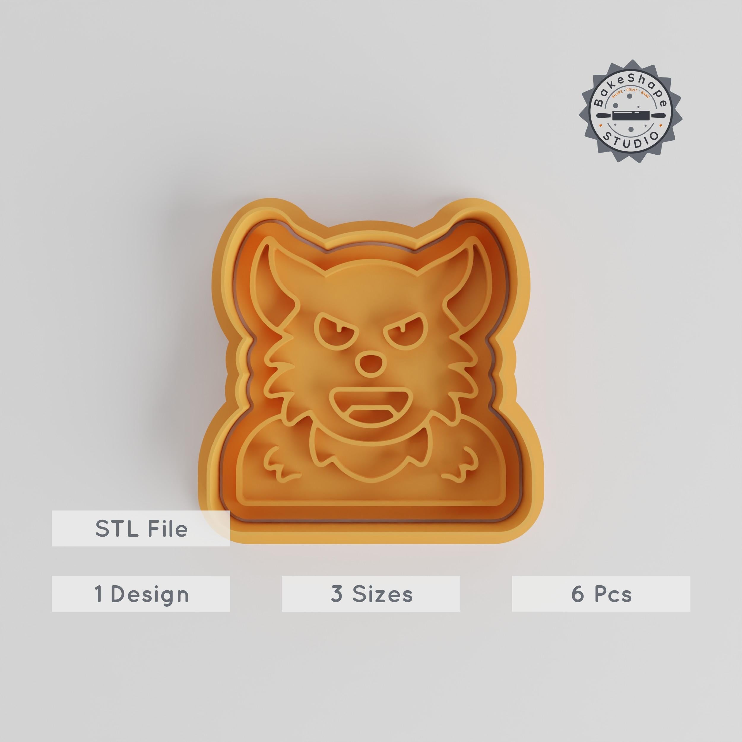 Werewolf Cookie & Fondant Cutter Stamp Set, Scary Animal Shape, 6 Pieces, S/M/L Sizes, Perfect for Halloween Baking PRODUCT_3456 3d model