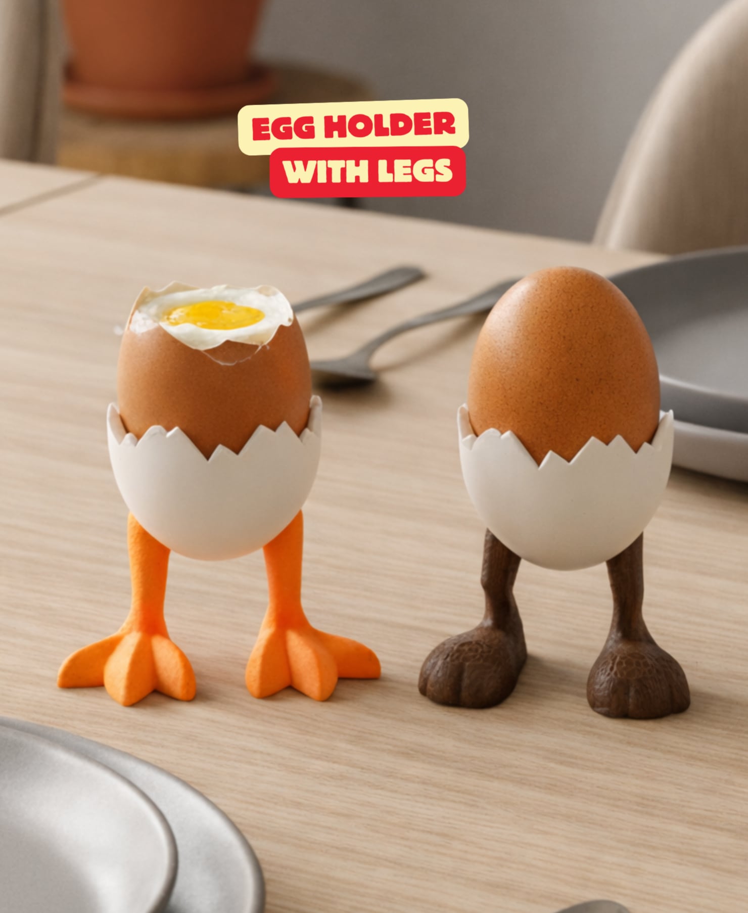 EGG HOLDER WITH LEGS / MODERN HOMEDECOR / FUNNY EGG HOLDER / BUNNY EGG HOLDER / CHICKEN EGG HOLDER 3d model