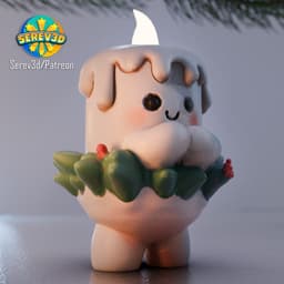 Mistletoe Candle Holder - Cute Christmas Decor - No Supports 3D Print STL/3MF 3d model