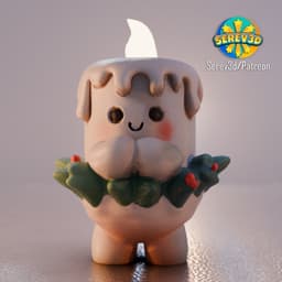 Mistletoe Candle Holder - Cute Christmas Decor - No Supports 3D Print STL/3MF 3d model