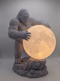 Gorilla Moon Lamp | 3D Printable STL | Silverback LED Night Light Sculpture 3d model