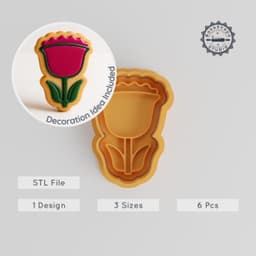 Thistle Shape Cutter & Stamp Set, Flower Blossom, Cookie & Fondant Tool, 3 Sizes - S/M/L, 6 Pieces, Garden & Baking Decoration PRODUCT_404 3d model