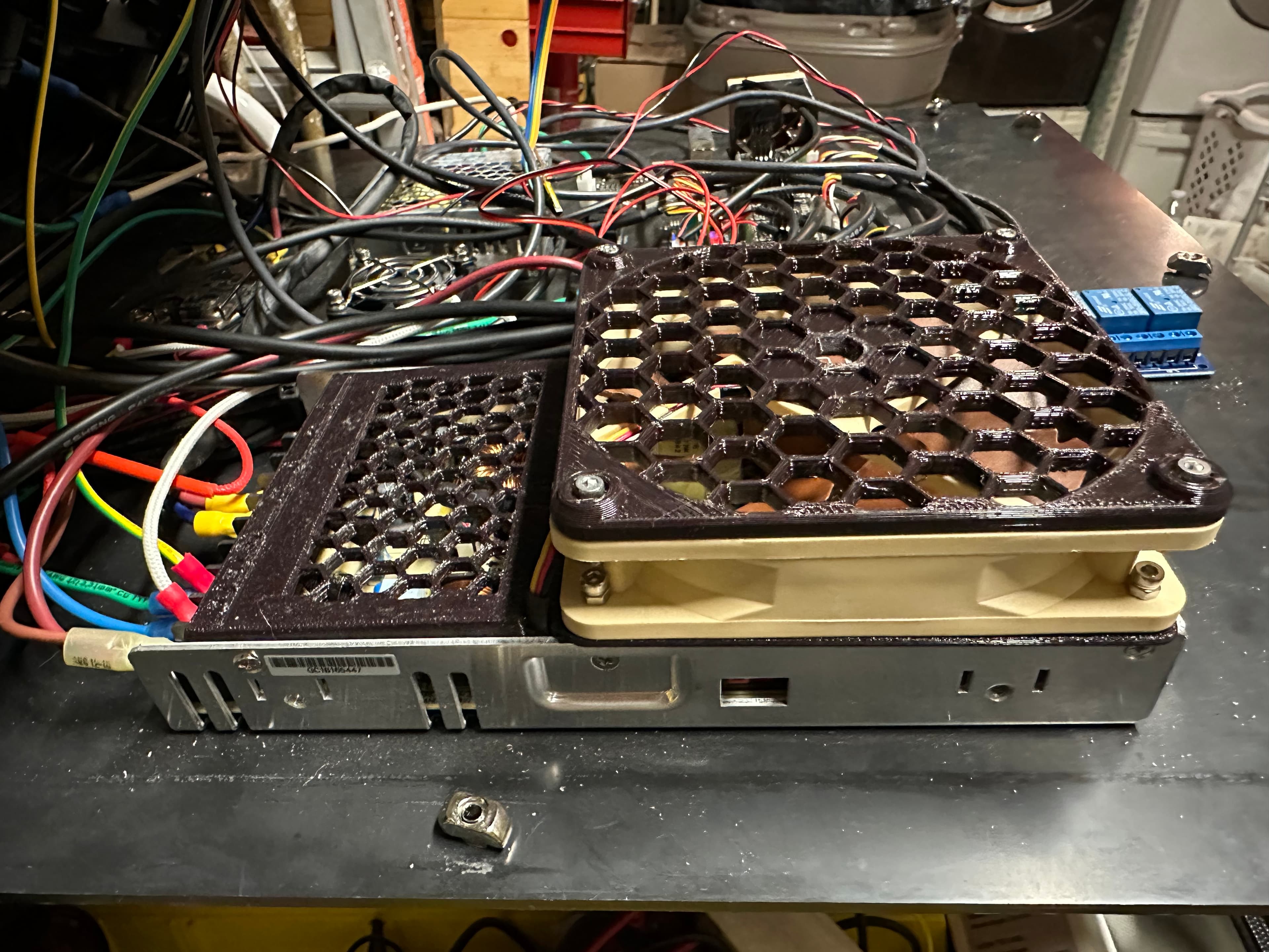 To go with my Noctua fan I printed these in some old MakerGeeks Bomber Jacket Brown PETG. It worked very well. However, the heat threaded insert version is not available. Oh well, I had been intending on getting some supplies for that soon anyway.
