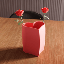 Heart-Shaped Flower Vase and Desktop Organizer 3d model