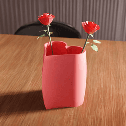 Heart-Shaped Flower Vase and Desktop Organizer 3d model