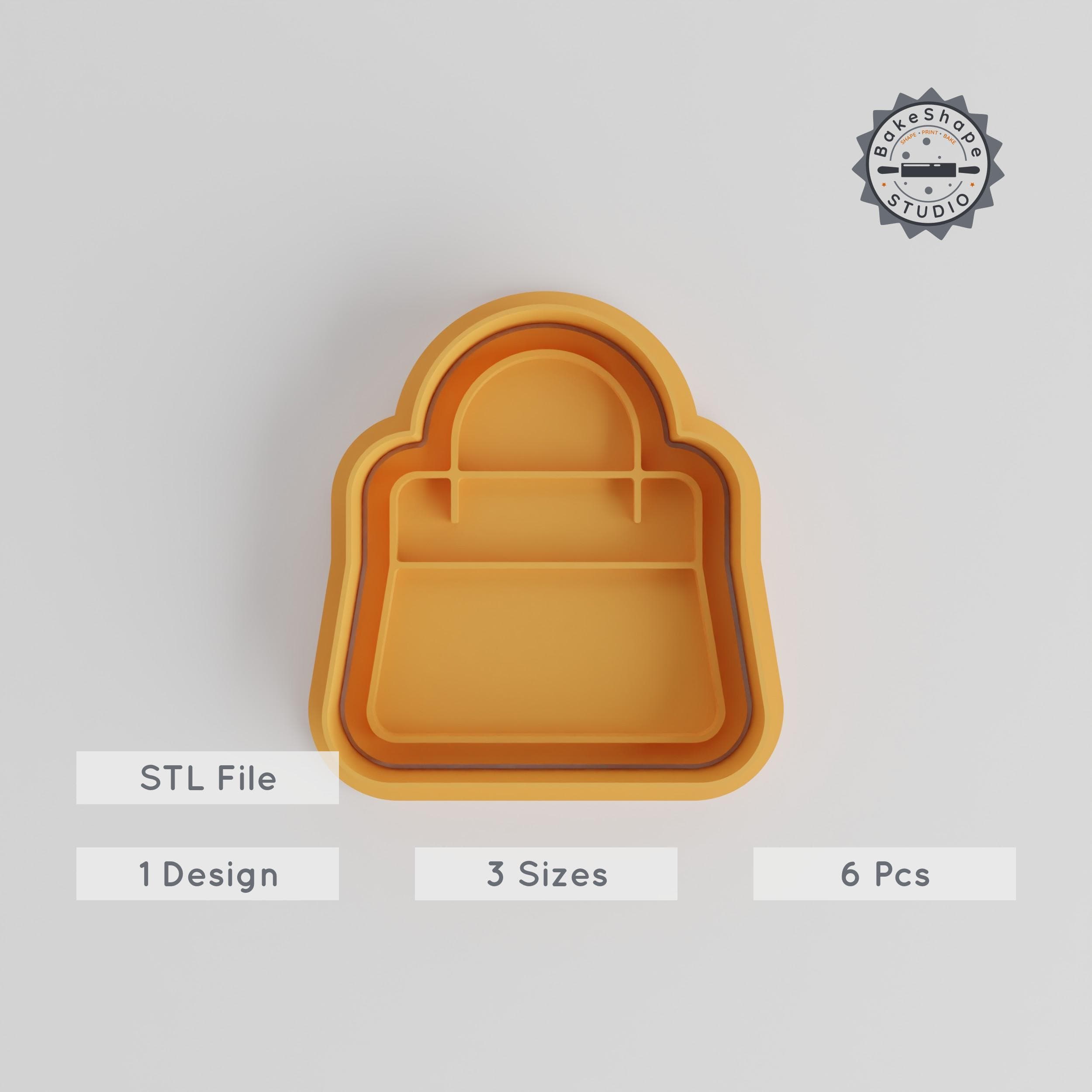 Shopping Bag Shape Cutter & Stamp Set, Perfect for Cookies & Fondant, Sizes S/M/L, 6-Piece Collection PRODUCT_4794 3d model