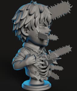 Chainsaw Man Bust STL | Anime 3D Print | HighDetail 3d model