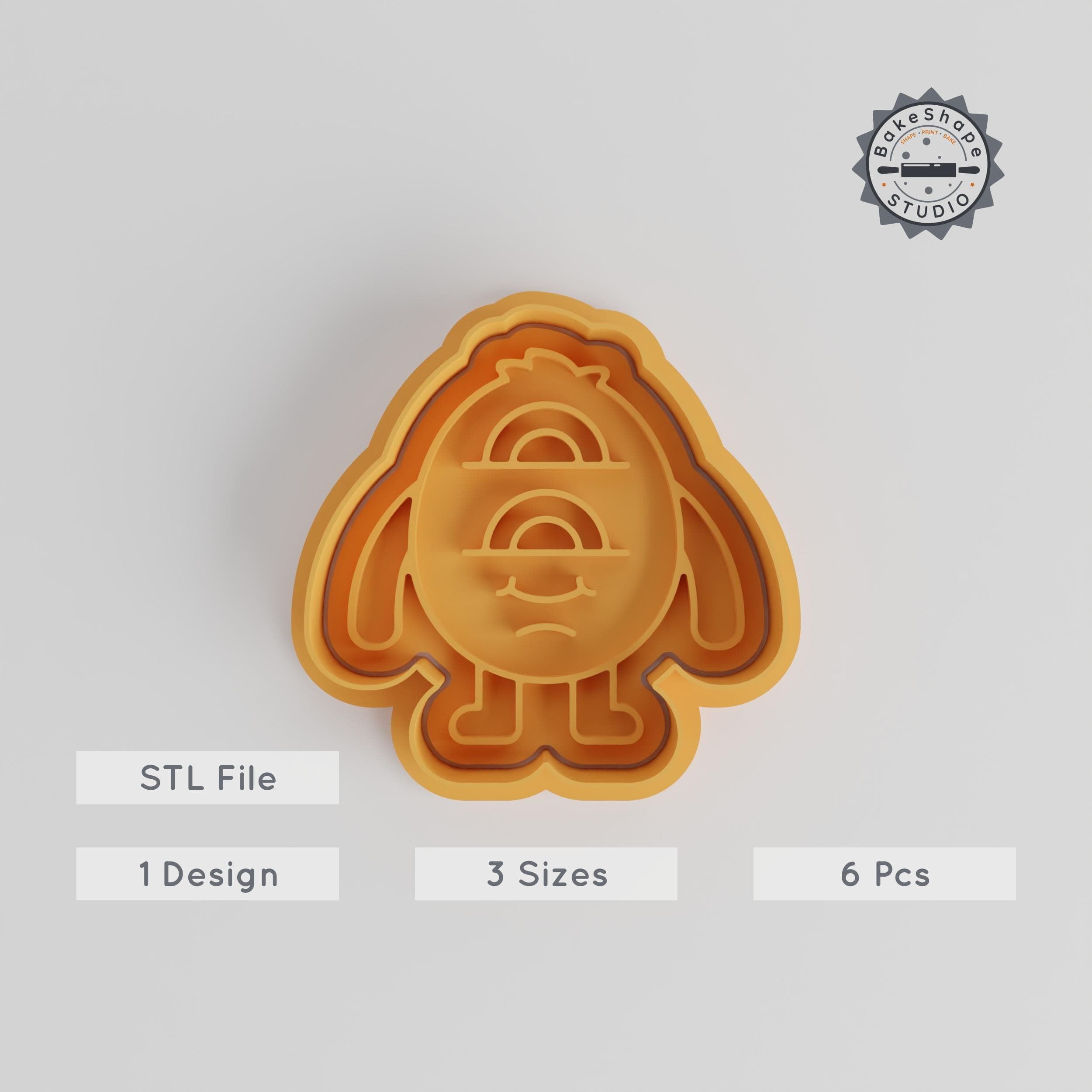 Two Eyes Ontop Monster Shape Cutter & Stamp Bundle, Ideal for Cookies & Fondant, Set of 6, Comes in S/M/L PRODUCT_3072 3d model