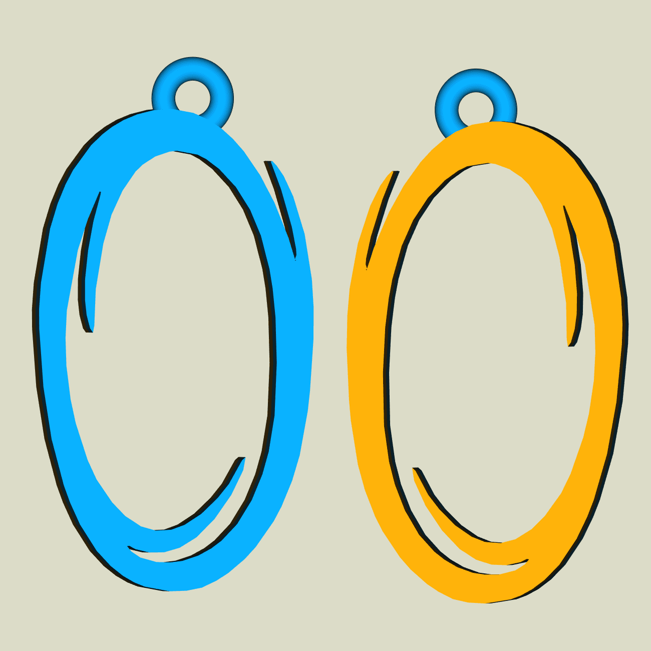 Portal key chain, earring, dogtag, jewlery 3d model