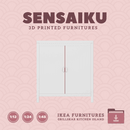Miniature Replica GRILLSKAR Kitchen Island Shelf Unit V3 for Miniature Dollhouse - IKEA (1:12,24,48) 3d model