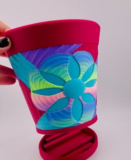 Carved Patchwork 8 Petal Pot 3d model