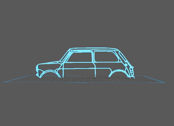 Silhouette Old Mini Cooper - Wall art 3d model