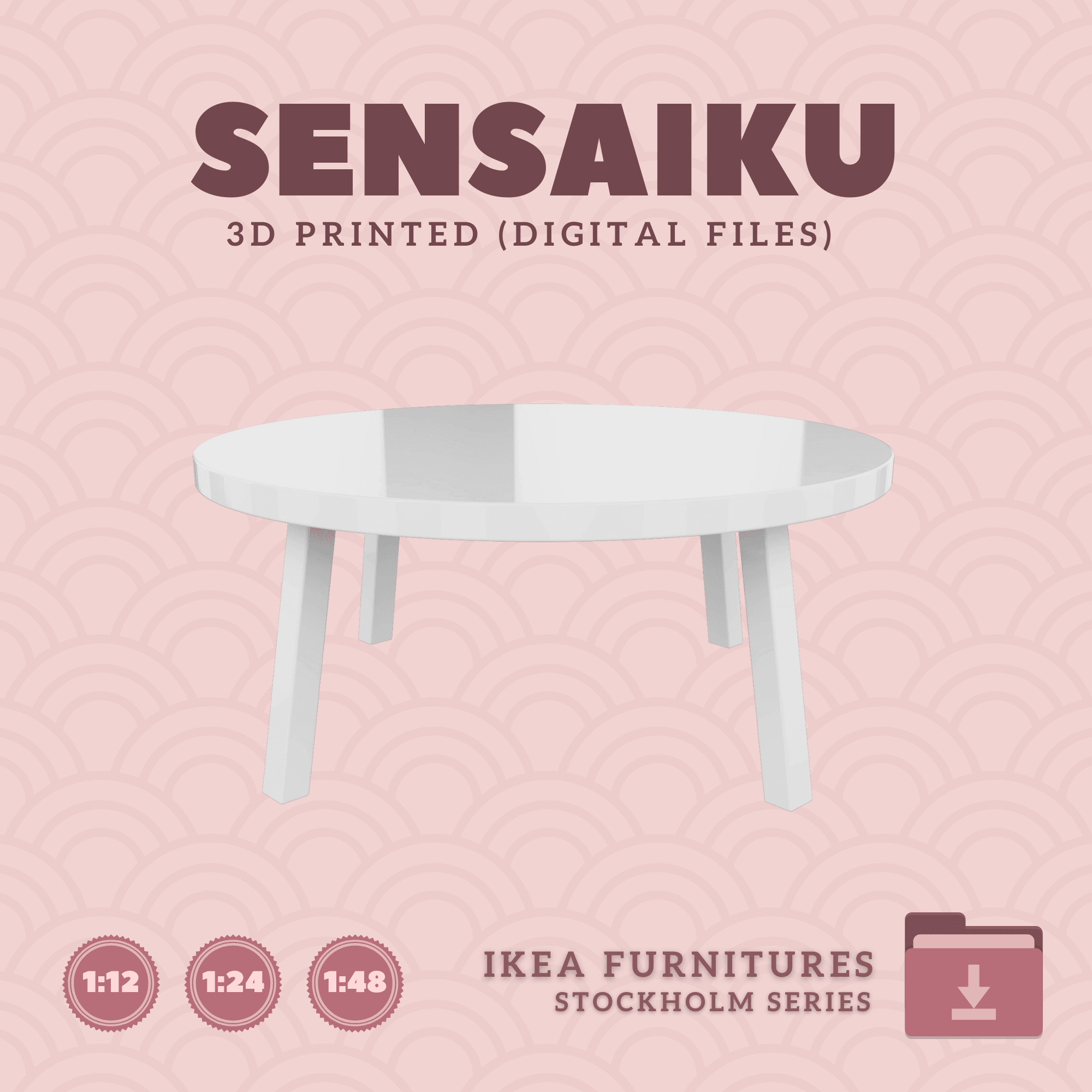 Miniature Replica 02. STOCKHOLM 2025 Coffee Table for Miniature Dollhouse - IKEA - 3D Print Instant 3d model