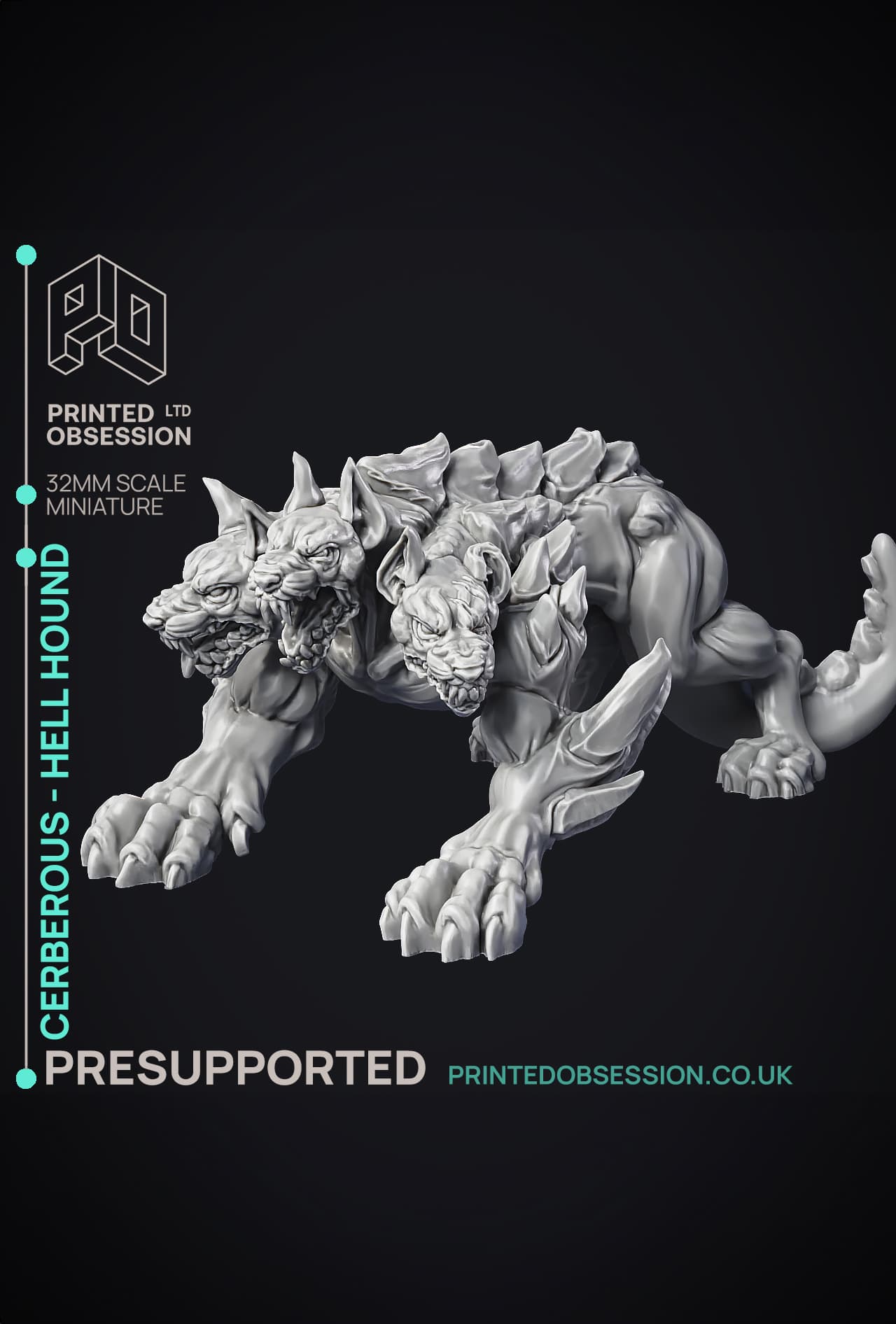 Cerberus - Hell Hound - PRESUPPROTED - 32mm Scale 3d model