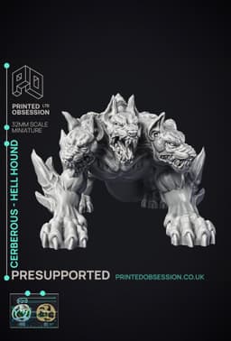 Cerberus - Hell Hound - PRESUPPROTED - 32mm Scale 3d model